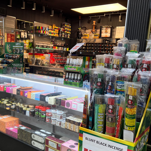 Display of incense and related products in a store setting